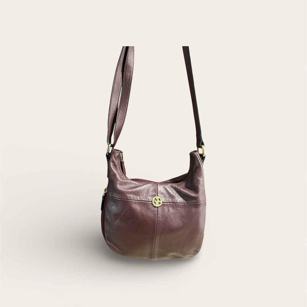 Giani Bernini Dark Burgundy Leather Shoulder Bag - Picture 2 of 8